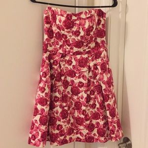 Forever21 Rose Print Strapless Dress